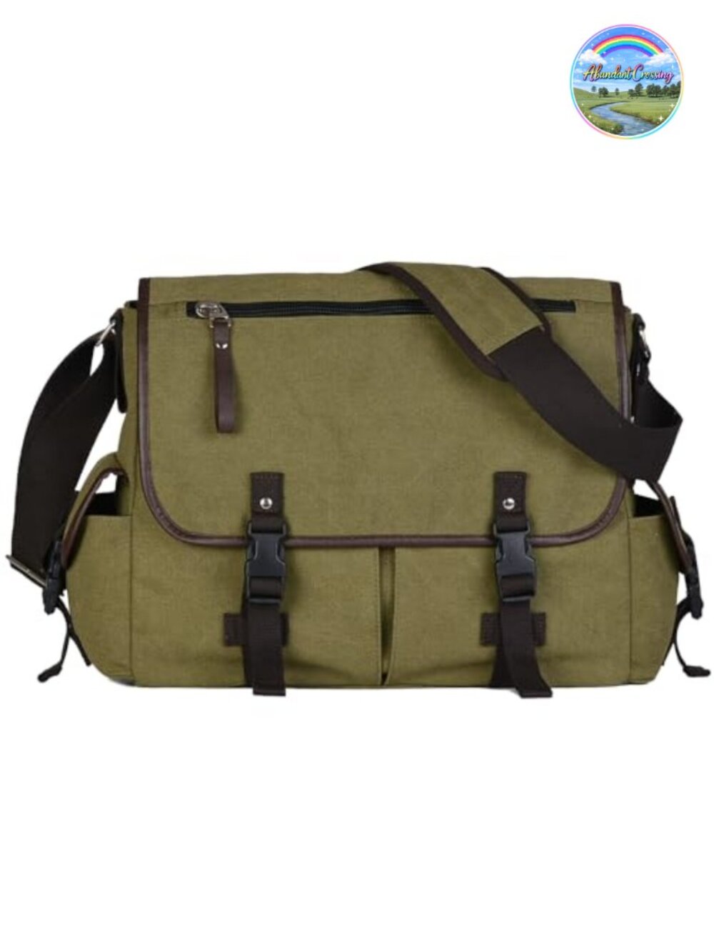 15.6 Inch Canvas Messenger Bag Laptop Briefcase Travel Work Bag